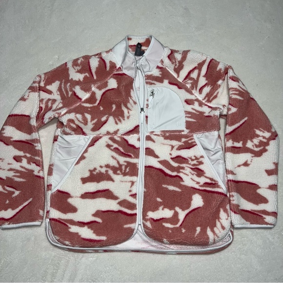 Women’s Sweaty Betty Pink White Fleece Pennine Zip Up jacket Size 10 Large - Picture 1 of 8